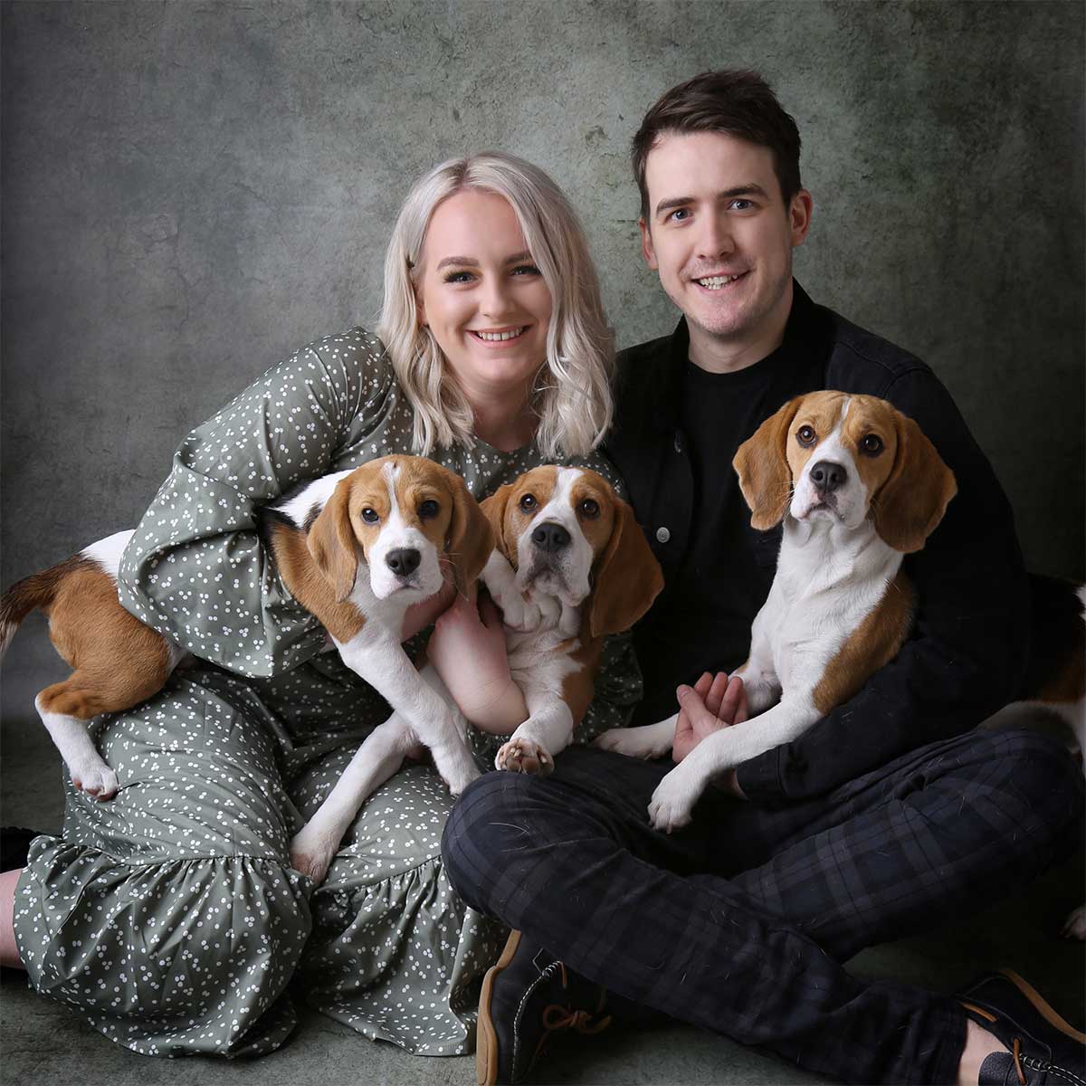 Couple with their beagles